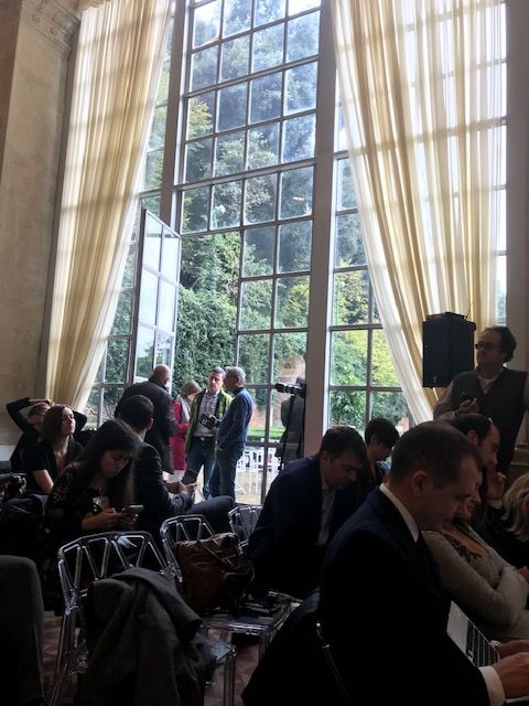 Journalisten aus Russland . Pressekonferenz in Villa Madama, Rom